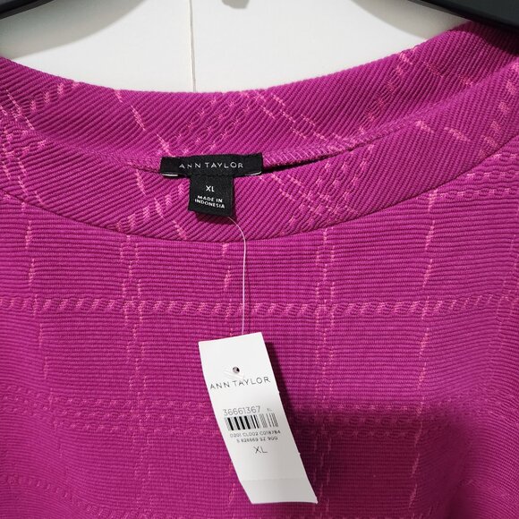 Ann Taylor NEW Magenta Purple Textured Plaid with Pink Blouse Top Tank - XL - Picture 2 of 8